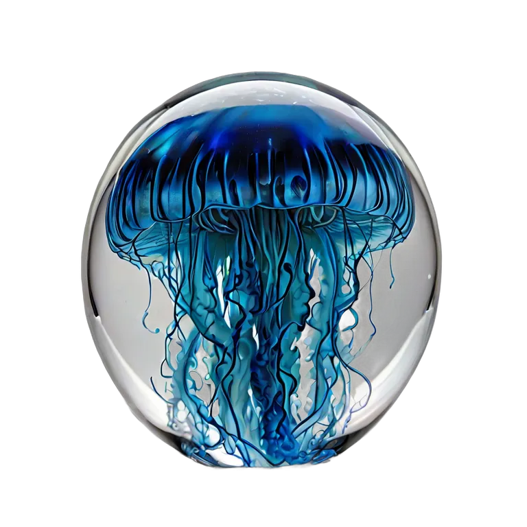 インテリア 美術品 クラゲが入ったデザイナーガラスのペーパーウェイト 透過 PNG 画像 フリー素材 #23053