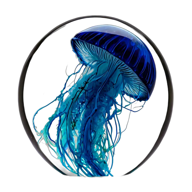 インテリア 美術品 クラゲが入ったデザイナーガラスのペーパーウェイト 透過 PNG 画像 フリー素材 #23054