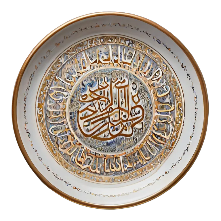 インテリア 美術品 アラビア語のカリグラフィーが施された大きな陶器の皿 透過 PNG 画像 フリー素材 #22971