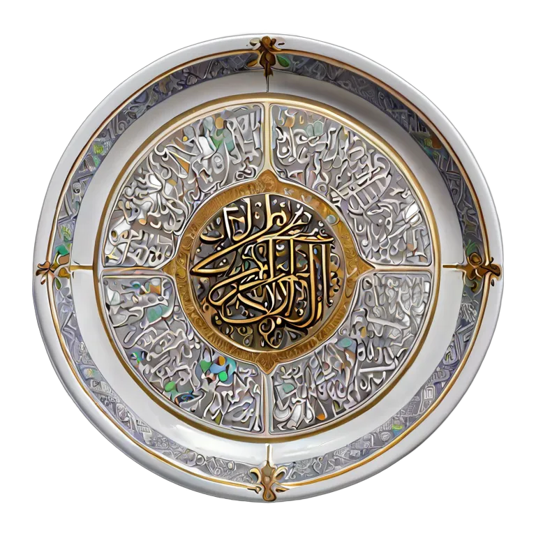 インテリア 美術品 アラビア語のカリグラフィーが施された大きな陶器の皿 透過 PNG 画像 フリー素材 #22973