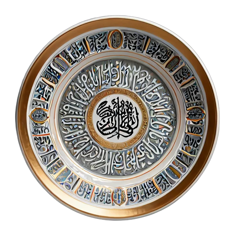 インテリア 美術品 アラビア語のカリグラフィーが施された大きな陶器の皿 透過 PNG 画像 フリー素材 #22974