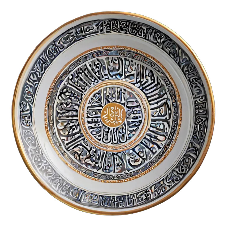 インテリア 美術品 アラビア語のカリグラフィーが施された大きな陶器の皿 透過 PNG 画像 フリー素材 #22975