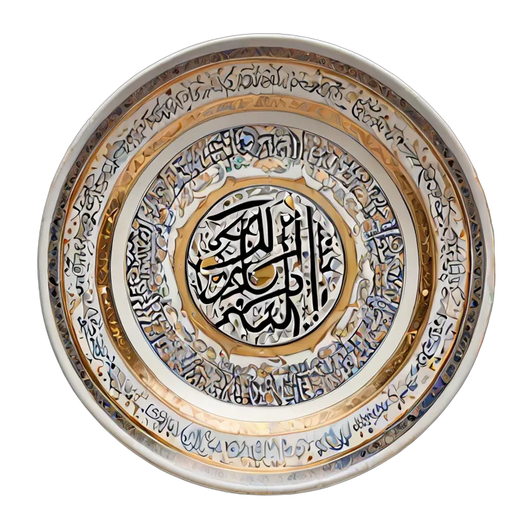 インテリア 美術品 アラビア語のカリグラフィーが施された大きな陶器の皿 透過 PNG 画像 フリー素材 #22978