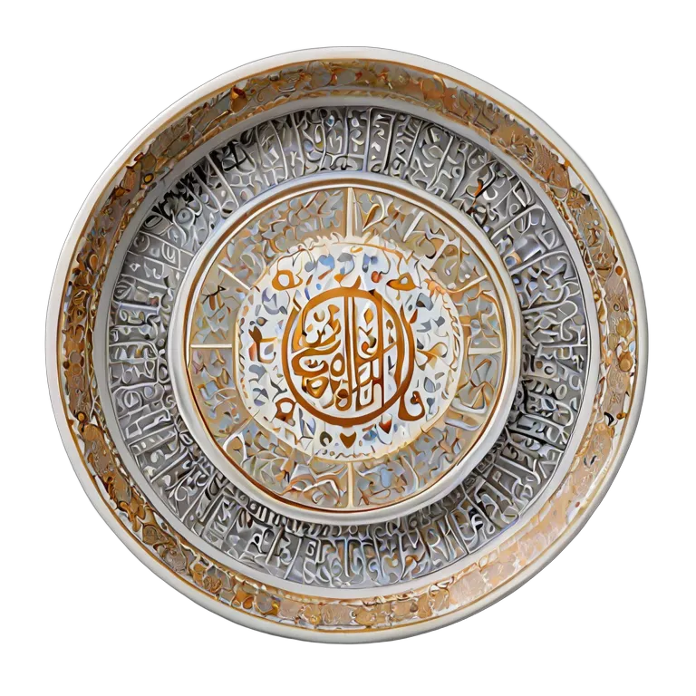 インテリア 美術品 アラビア語のカリグラフィーが施された大きな陶器の皿 透過 PNG 画像 フリー素材 #22979