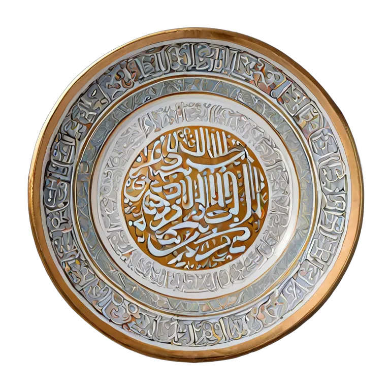 インテリア 美術品 アラビア語のカリグラフィーが施された大きな陶器の皿 透過 PNG 画像 フリー素材 #22980