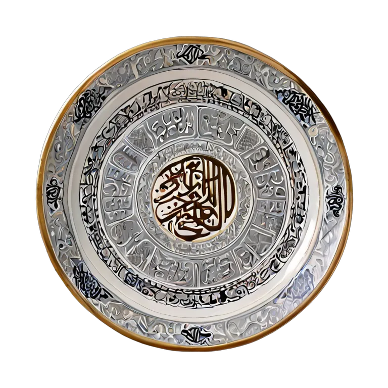 インテリア 美術品 アラビア語のカリグラフィーが施された大きな陶器の皿 透過 PNG 画像 フリー素材 #22981