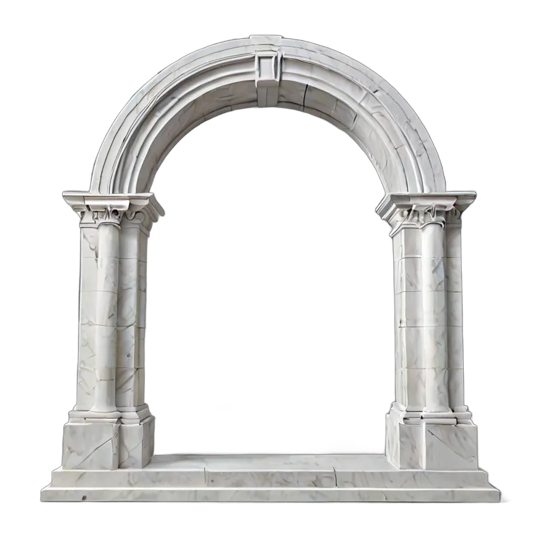 インテリア 美術品 ミニマリストの白い大理石のアーチ 透過 PNG 画像 フリー素材 #23006