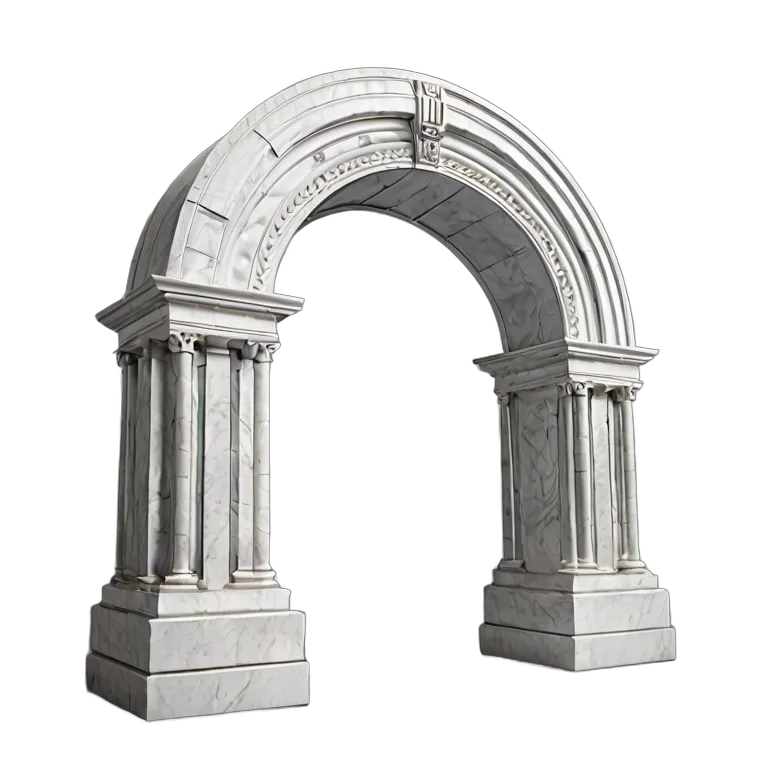 インテリア 美術品 ミニマリストの白い大理石のアーチ 透過 PNG 画像 フリー素材 #23007