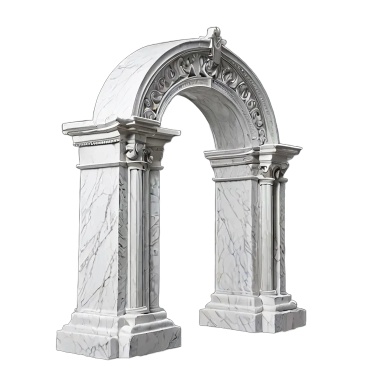 インテリア 美術品 ミニマリストの白い大理石のアーチ 透過 PNG 画像 フリー素材 #23008