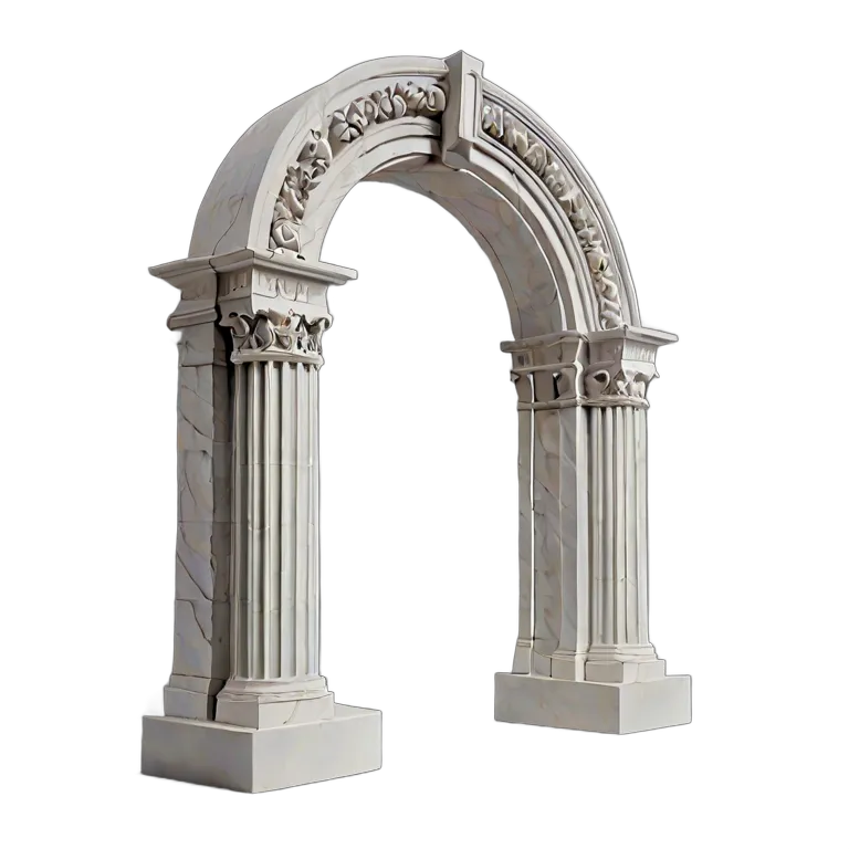 インテリア 美術品 ミニマリストの白い大理石のアーチ 透過 PNG 画像 フリー素材 #23011