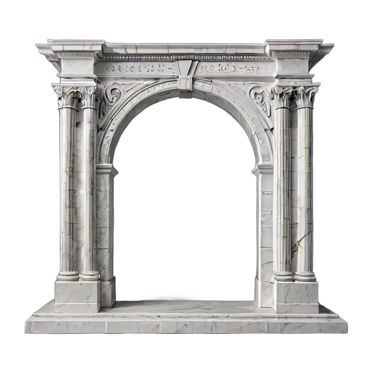 インテリア 美術品 ミニマリストの白い大理石のアーチ 透過 PNG 画像 フリー素材 #23012