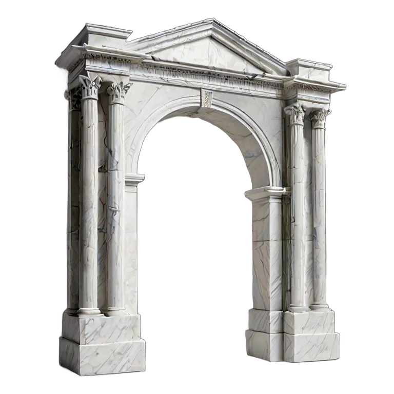 インテリア 美術品 ミニマリストの白い大理石のアーチ 透過 PNG 画像 フリー素材 #23019