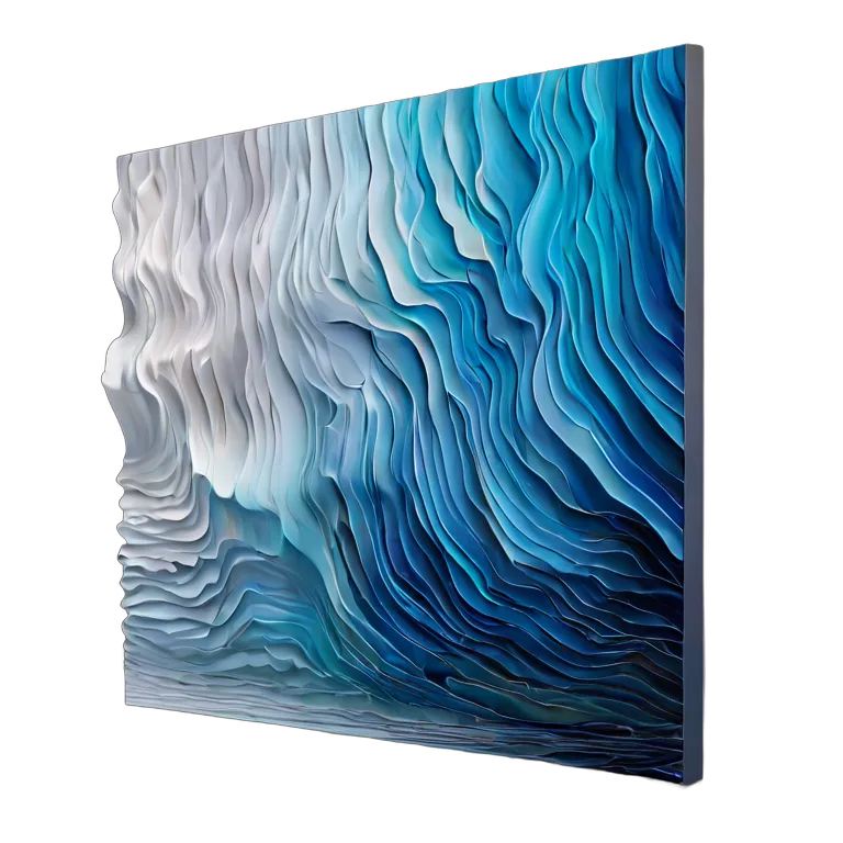 インテリア 美術品 モダンな3Dウォールアート（グラデーションブルーアクリル） 透過 PNG 画像 フリー素材 #23022