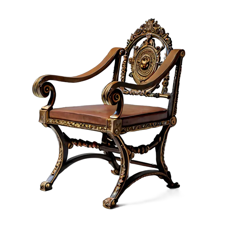 インテリア 椅子類 ブロンズとレザーを使用した古代ローマ風のキュルールチェア 透過 PNG 画像 フリー素材 #13303