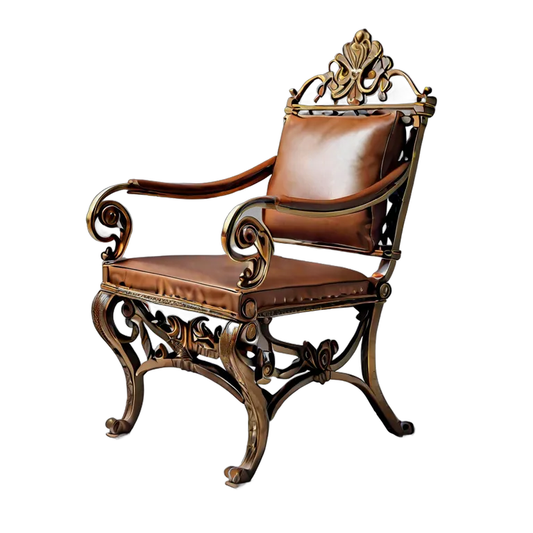 インテリア 椅子類 ブロンズとレザーを使用した古代ローマ風のキュルールチェア 透過 PNG 画像 フリー素材 #13306