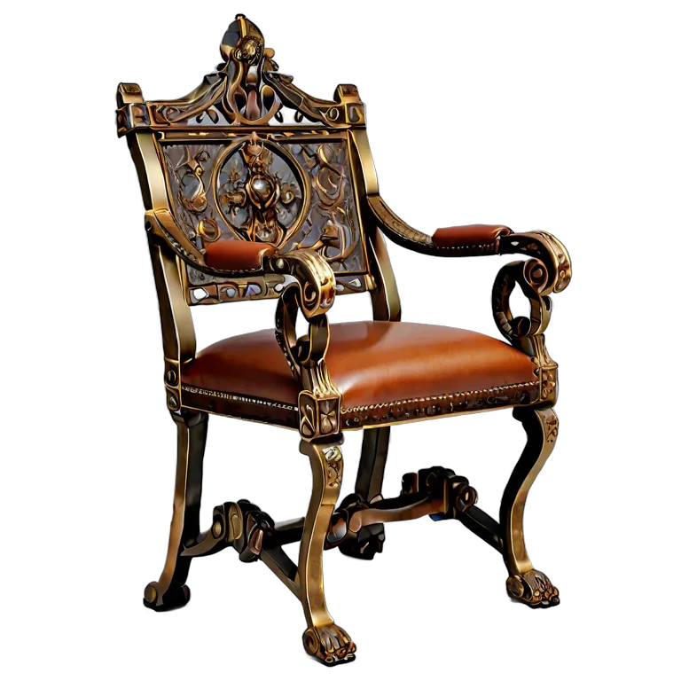 インテリア 椅子類 ブロンズとレザーを使用した古代ローマ風のキュルールチェア 透過 PNG 画像 フリー素材 #13307