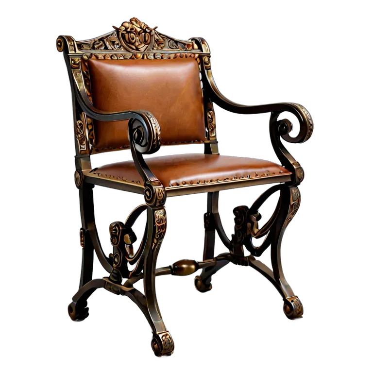 インテリア 椅子類 ブロンズとレザーを使用した古代ローマ風のキュルールチェア 透過 PNG 画像 フリー素材 #13308