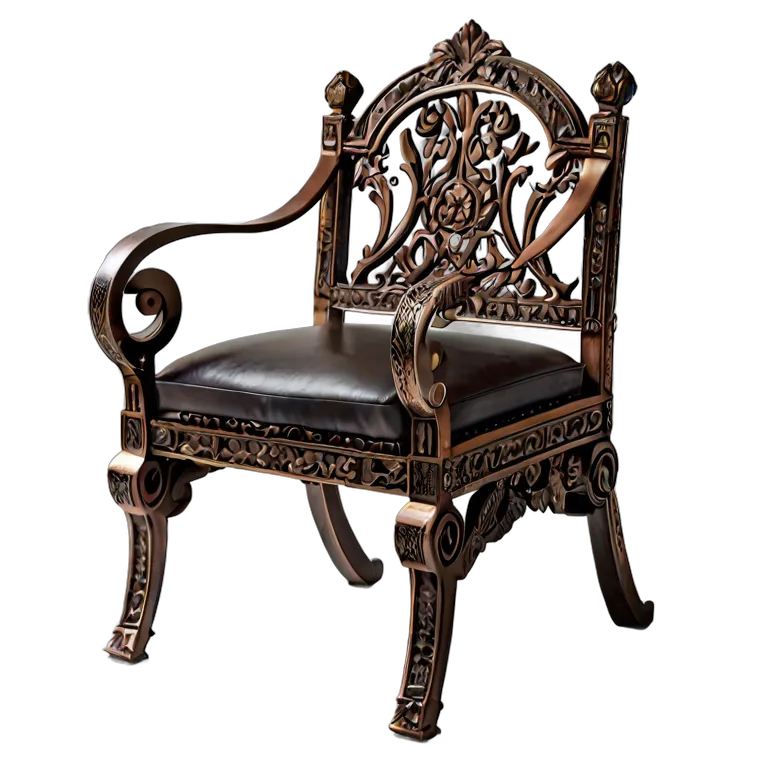 インテリア 椅子類 ブロンズとレザーを使用した古代ローマ風のキュルールチェア 透過 PNG 画像 フリー素材 #13310