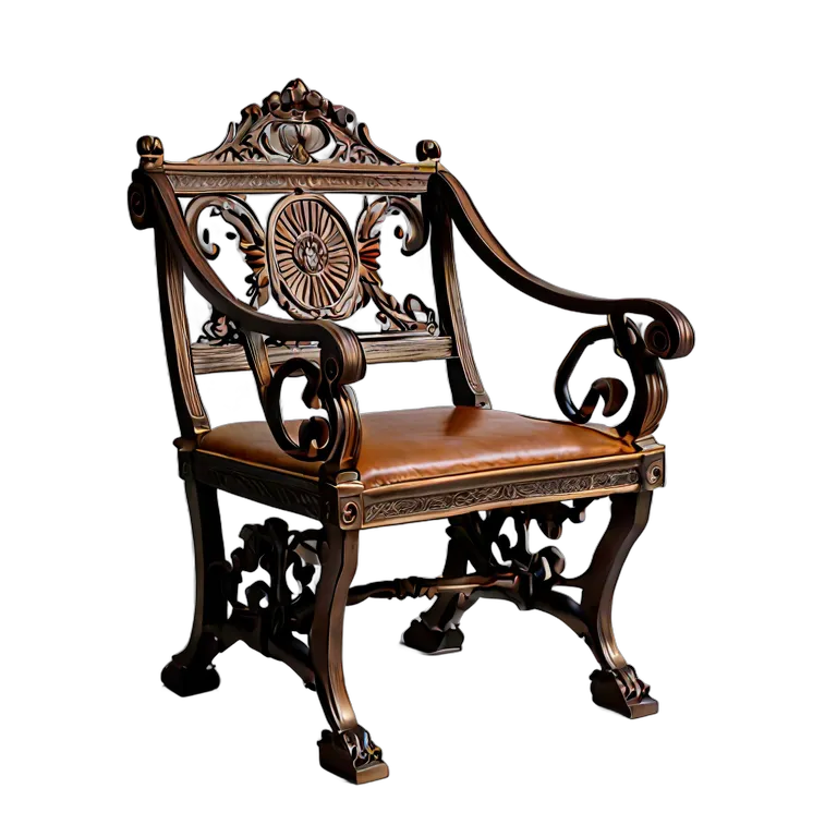 インテリア 椅子類 ブロンズとレザーを使用した古代ローマ風のキュルールチェア 透過 PNG 画像 フリー素材 #13311