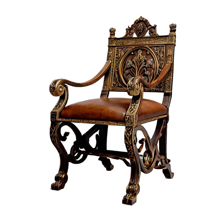 インテリア 椅子類 ブロンズとレザーを使用した古代ローマ風のキュルールチェア 透過 PNG 画像 フリー素材 #13312