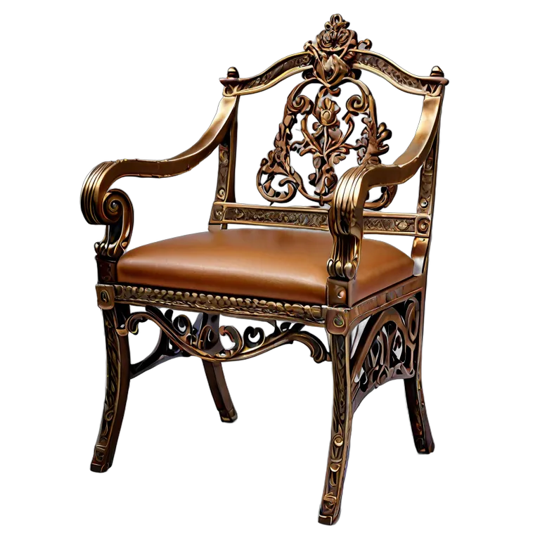インテリア 椅子類 ブロンズとレザーを使用した古代ローマ風のキュルールチェア 透過 PNG 画像 フリー素材 #13313