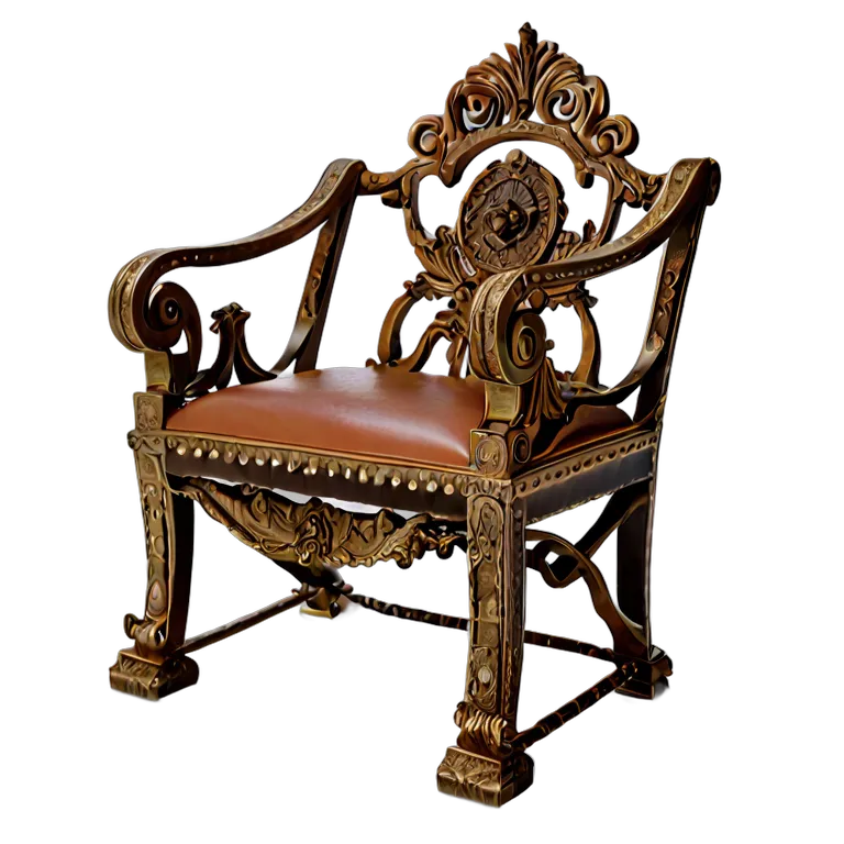 インテリア 椅子類 ブロンズとレザーを使用した古代ローマ風のキュルールチェア 透過 PNG 画像 フリー素材 #13314