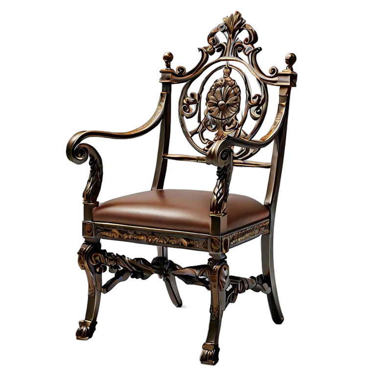 インテリア 椅子類 ブロンズとレザーを使用した古代ローマ風のキュルールチェア 透過 PNG 画像 フリー素材 #13315