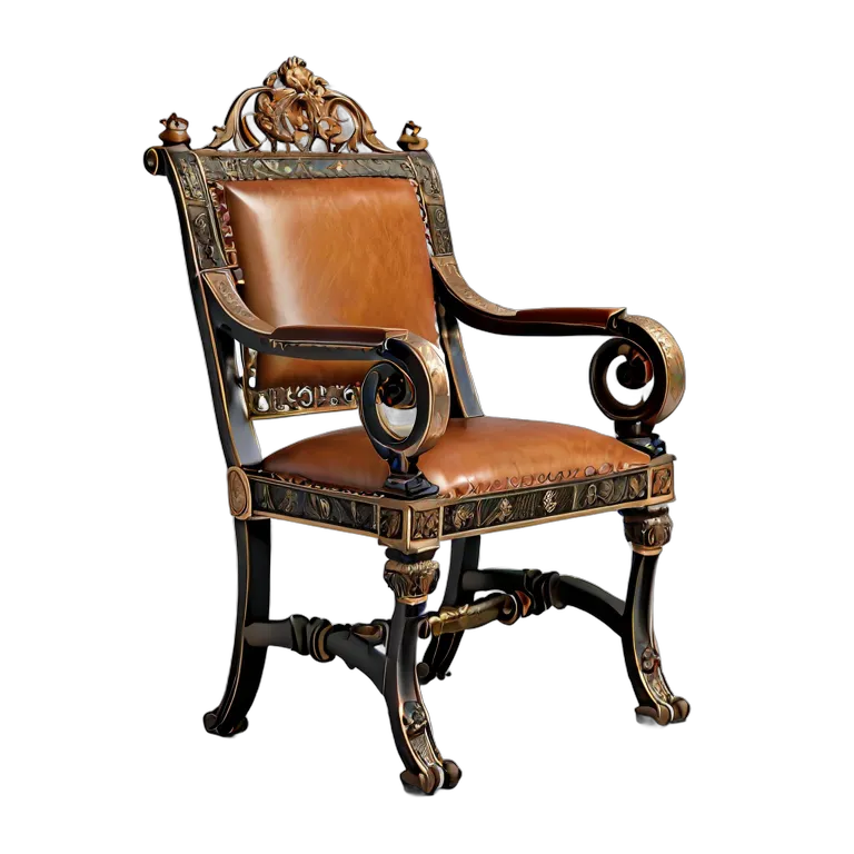 インテリア 椅子類 ブロンズとレザーを使用した古代ローマ風のキュルールチェア 透過 PNG 画像 フリー素材 #13316