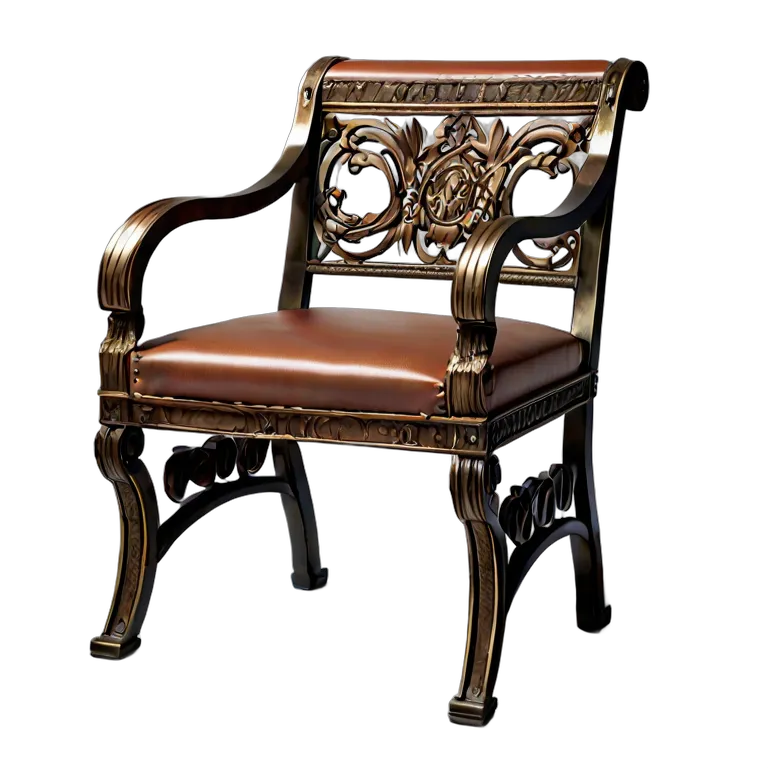 インテリア 椅子類 ブロンズとレザーを使用した古代ローマ風のキュルールチェア 透過 PNG 画像 フリー素材 #13319