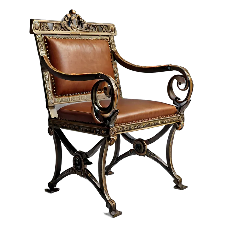 インテリア 椅子類 ブロンズとレザーを使用した古代ローマ風のキュルールチェア 透過 PNG 画像 フリー素材 #13320