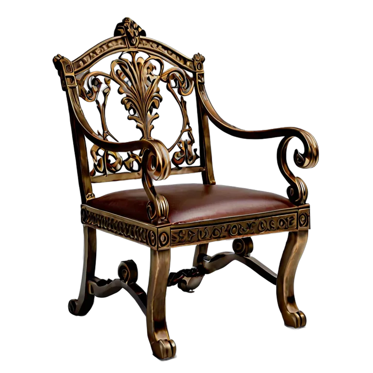 インテリア 椅子類 ブロンズとレザーを使用した古代ローマ風のキュルールチェア 透過 PNG 画像 フリー素材 #13321