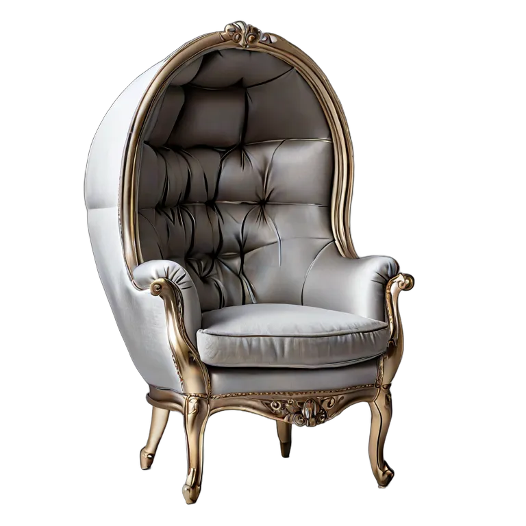 インテリア 椅子類 シルバーファブリックのデザイナーバルーン型アームチェア 透過 PNG 画像 フリー素材 #13283