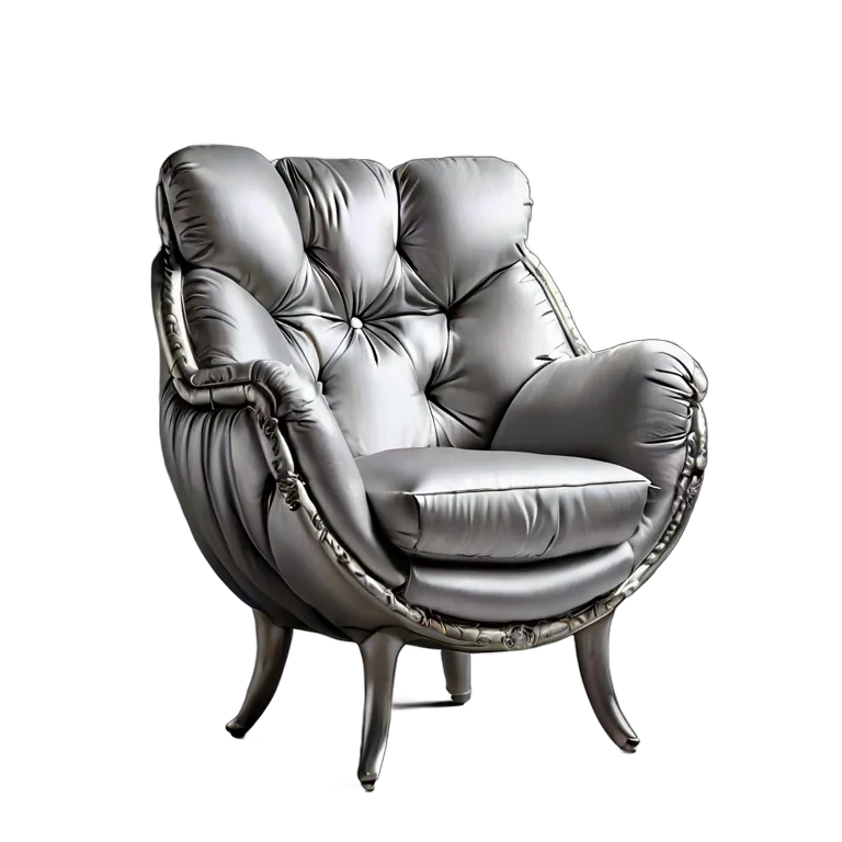 インテリア 椅子類 シルバーファブリックのデザイナーバルーン型アームチェア 透過 PNG 画像 フリー素材 #13285