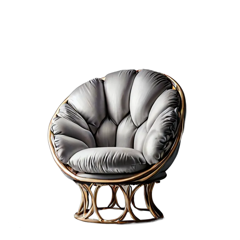 インテリア 椅子類 シルバーファブリックのデザイナーバルーン型アームチェア 透過 PNG 画像 フリー素材 #13288