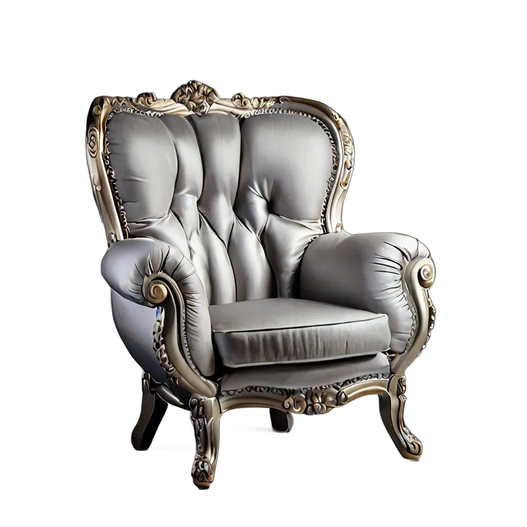 インテリア 椅子類 シルバーファブリックのデザイナーバルーン型アームチェア 透過 PNG 画像 フリー素材 #13289