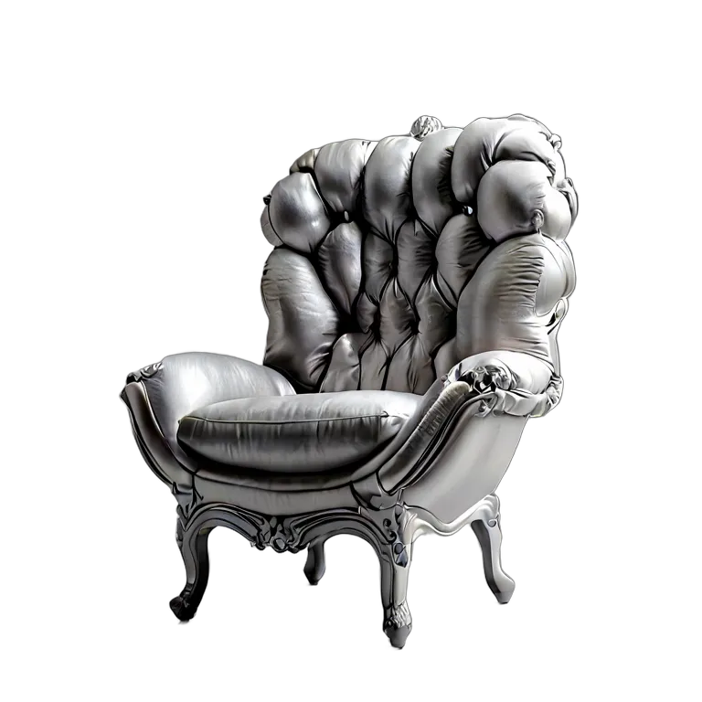 インテリア 椅子類 シルバーファブリックのデザイナーバルーン型アームチェア 透過 PNG 画像 フリー素材 #13292