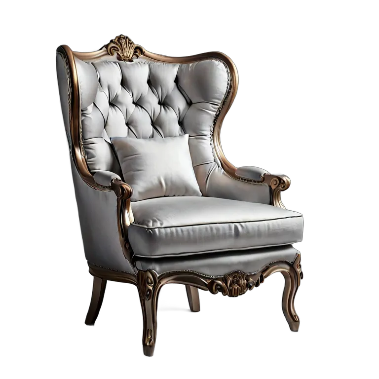 インテリア 椅子類 シルバーファブリックのデザイナーバルーン型アームチェア 透過 PNG 画像 フリー素材 #13293