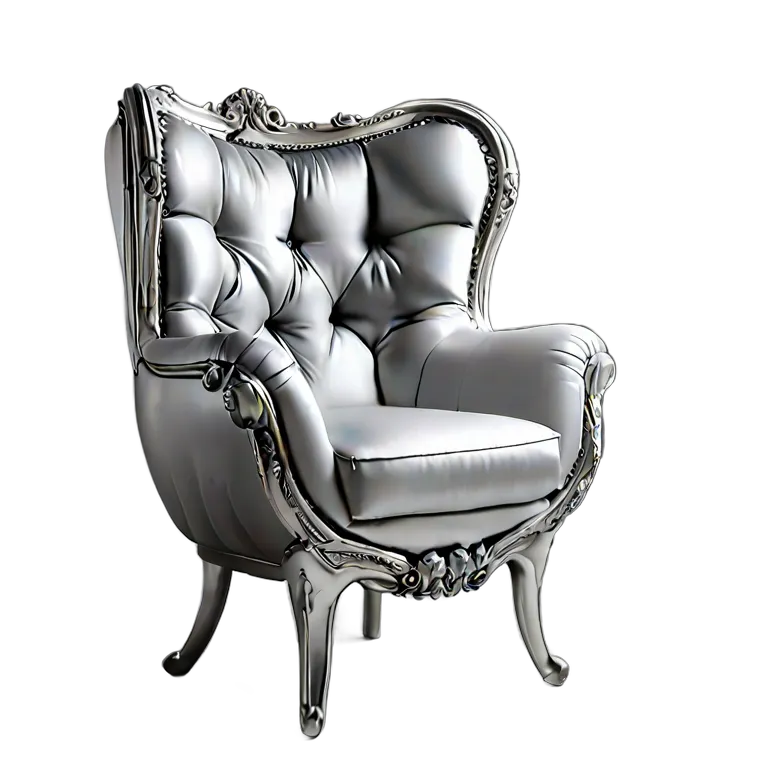 インテリア 椅子類 シルバーファブリックのデザイナーバルーン型アームチェア 透過 PNG 画像 フリー素材 #13294