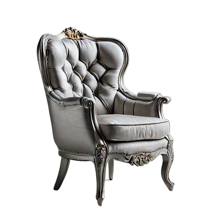 インテリア 椅子類 シルバーファブリックのデザイナーバルーン型アームチェア 透過 PNG 画像 フリー素材 #13295