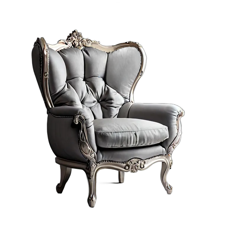 インテリア 椅子類 シルバーファブリックのデザイナーバルーン型アームチェア 透過 PNG 画像 フリー素材 #13296