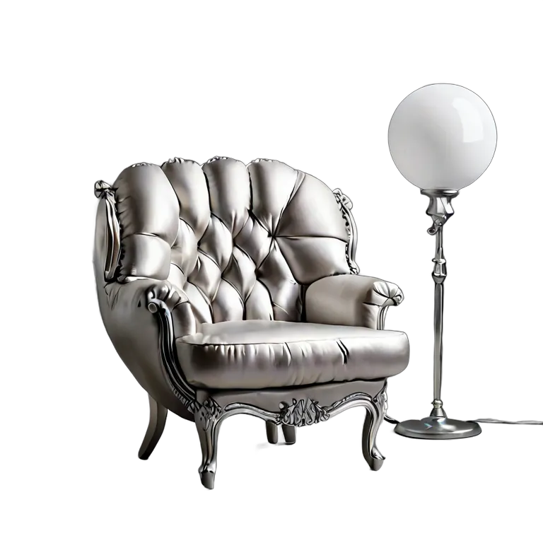 インテリア 椅子類 シルバーファブリックのデザイナーバルーン型アームチェア 透過 PNG 画像 フリー素材 #13297