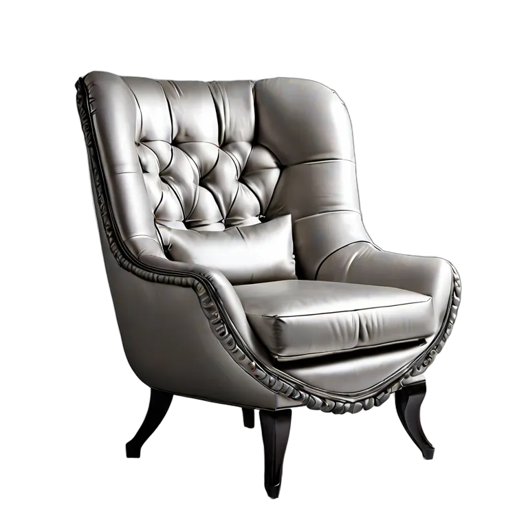 インテリア 椅子類 シルバーファブリックのデザイナーバルーン型アームチェア 透過 PNG 画像 フリー素材 #13299