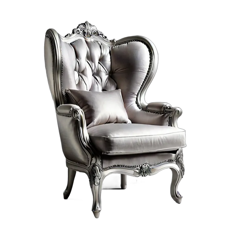 インテリア 椅子類 シルバーファブリックのデザイナーバルーン型アームチェア 透過 PNG 画像 フリー素材 #13301