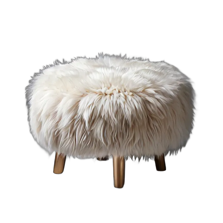 インテリア 椅子類 白いフェイクファーでできた、雲のように浮かぶプーフ 透過 PNG 画像 フリー素材 #13326