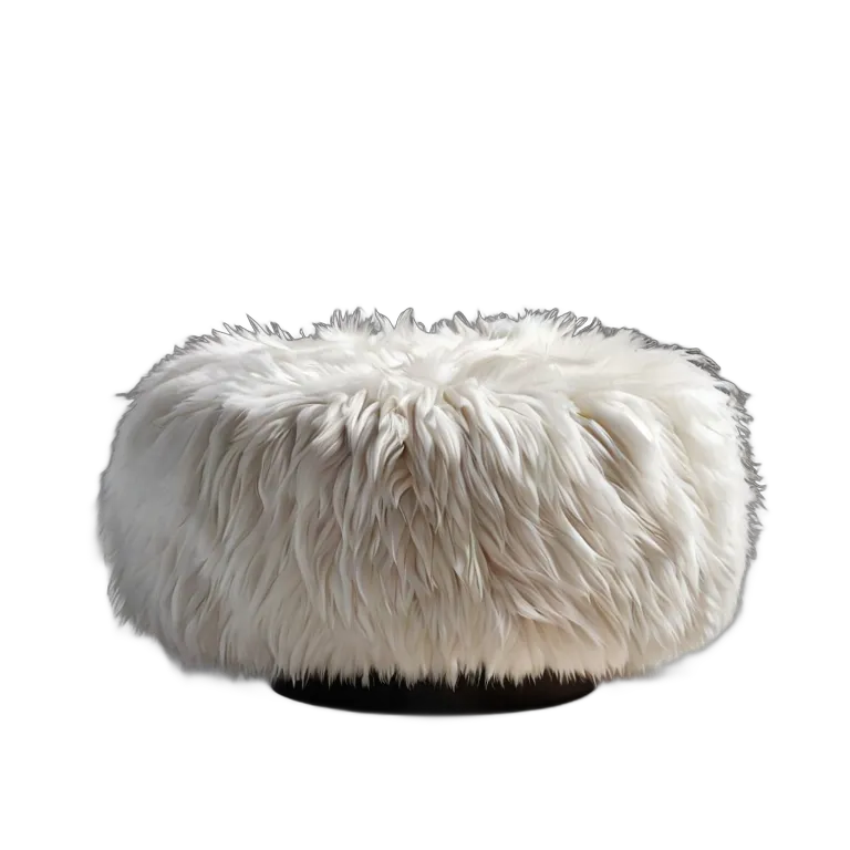 インテリア 椅子類 白いフェイクファーでできた、雲のように浮かぶプーフ 透過 PNG 画像 フリー素材 #13327