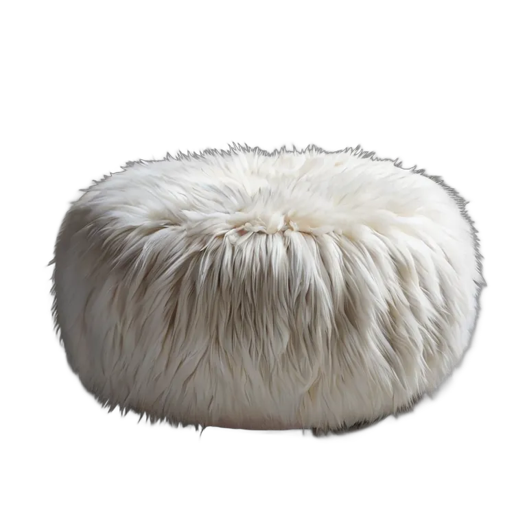 インテリア 椅子類 白いフェイクファーでできた、雲のように浮かぶプーフ 透過 PNG 画像 フリー素材 #13328