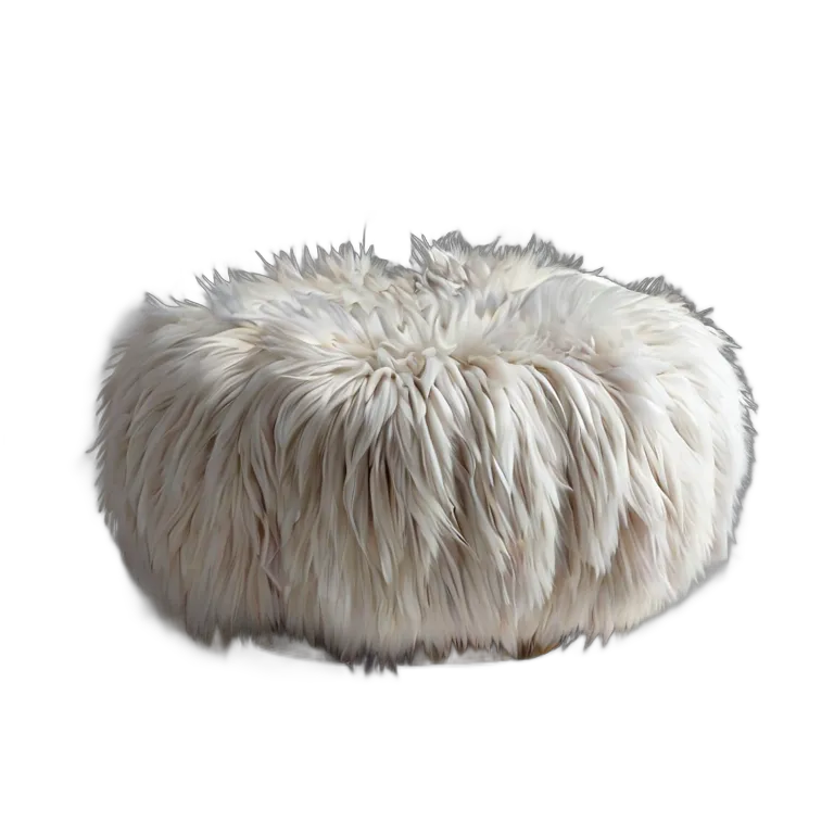 インテリア 椅子類 白いフェイクファーでできた、雲のように浮かぶプーフ 透過 PNG 画像 フリー素材 #13329