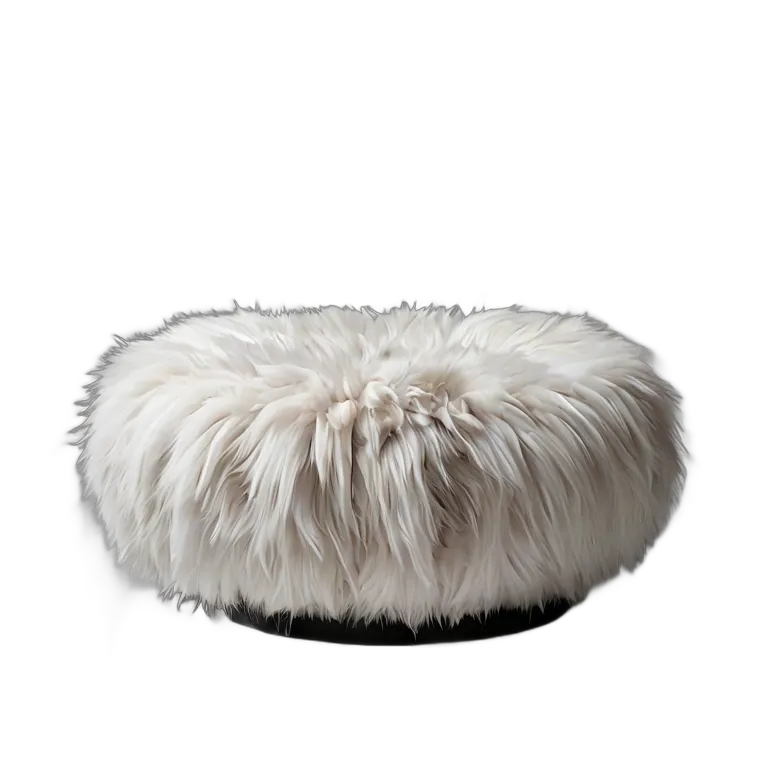 インテリア 椅子類 白いフェイクファーでできた、雲のように浮かぶプーフ 透過 PNG 画像 フリー素材 #13330