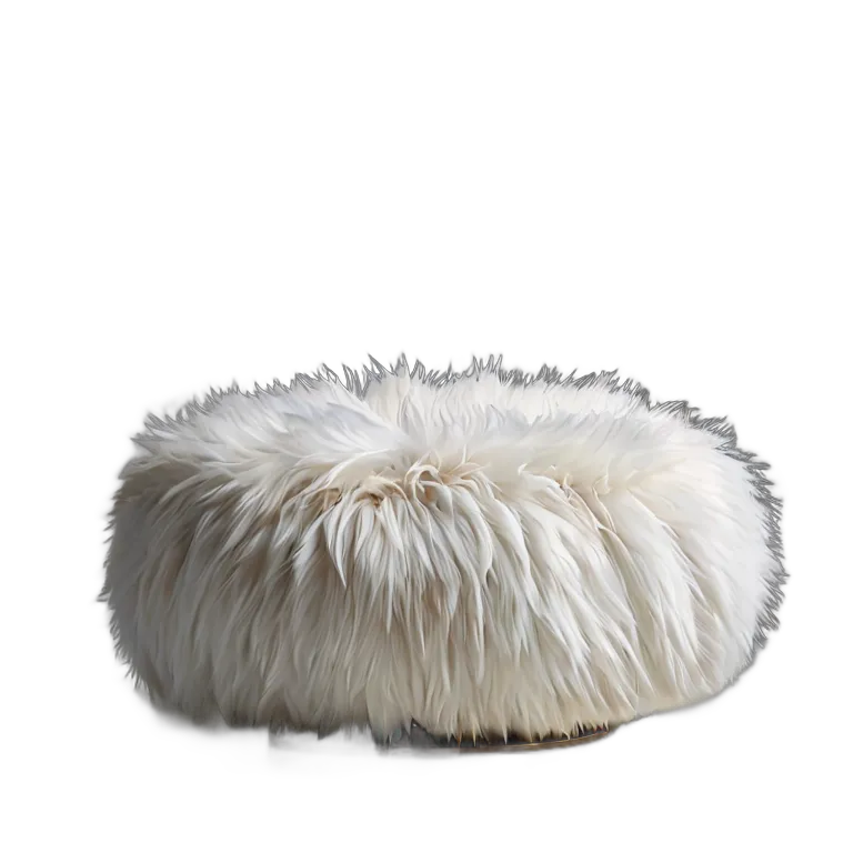 インテリア 椅子類 白いフェイクファーでできた、雲のように浮かぶプーフ 透過 PNG 画像 フリー素材 #13332