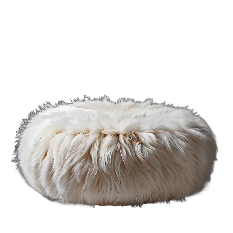 インテリア 椅子類 白いフェイクファーでできた、雲のように浮かぶプーフ 透過 PNG 画像 フリー素材 #13338